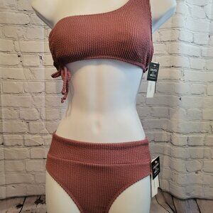 Salt + Cove Juniors' Sandy Ribbed One-Shoulder Bikini Top and Bottom